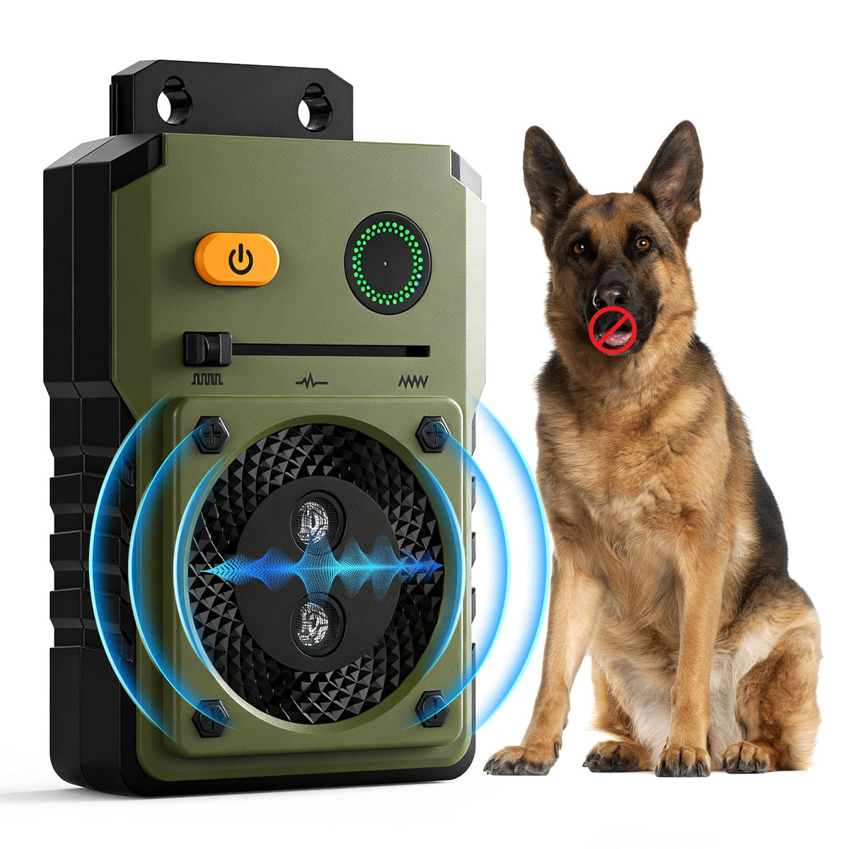 Queenmew anti-barking device with 50ft range for outdoor training.