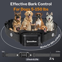 Queenmew bark collar USB rechargeable for easy, eco-friendly power on outdoor walks.