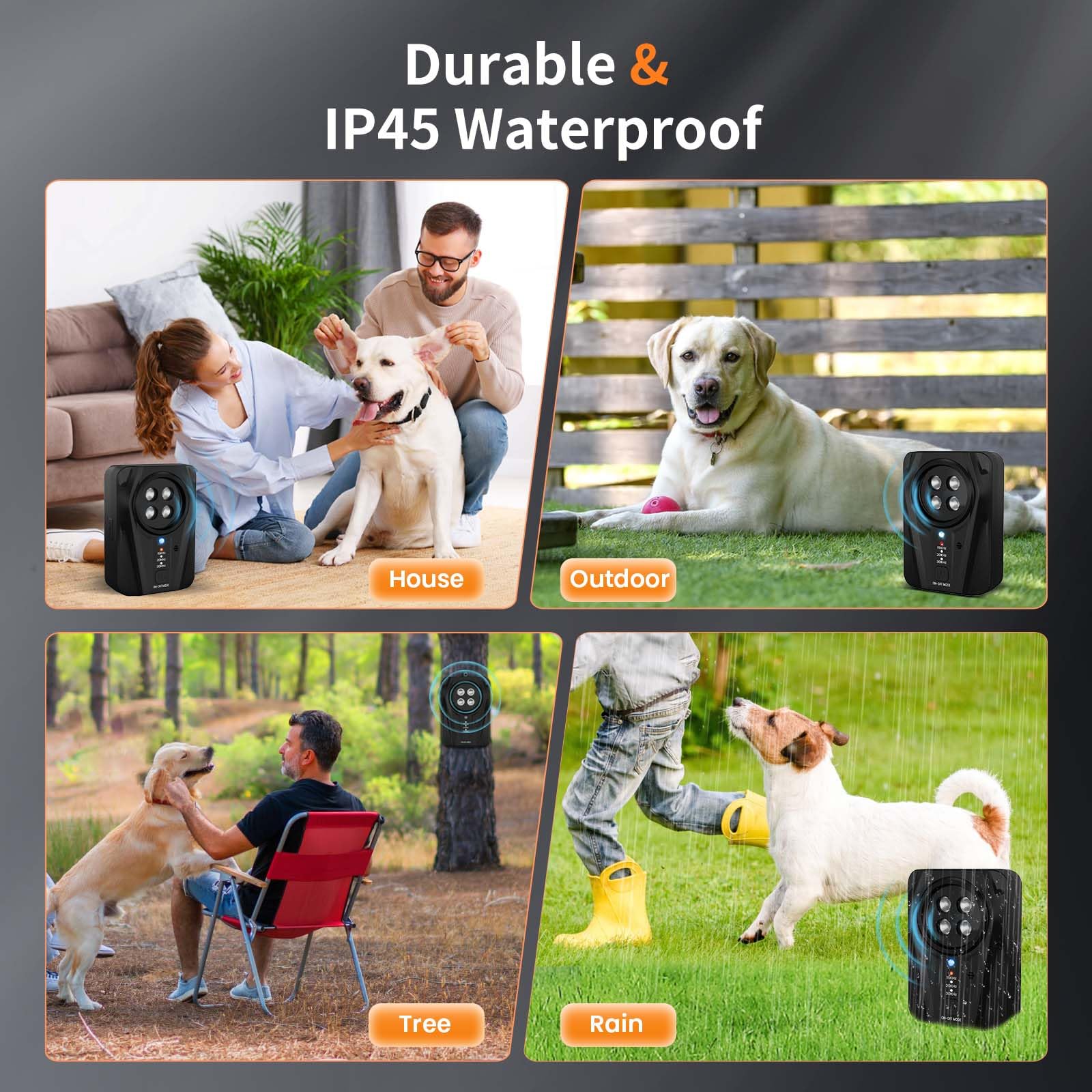 Queenmew compact design blends with home exterior for discreet bark control