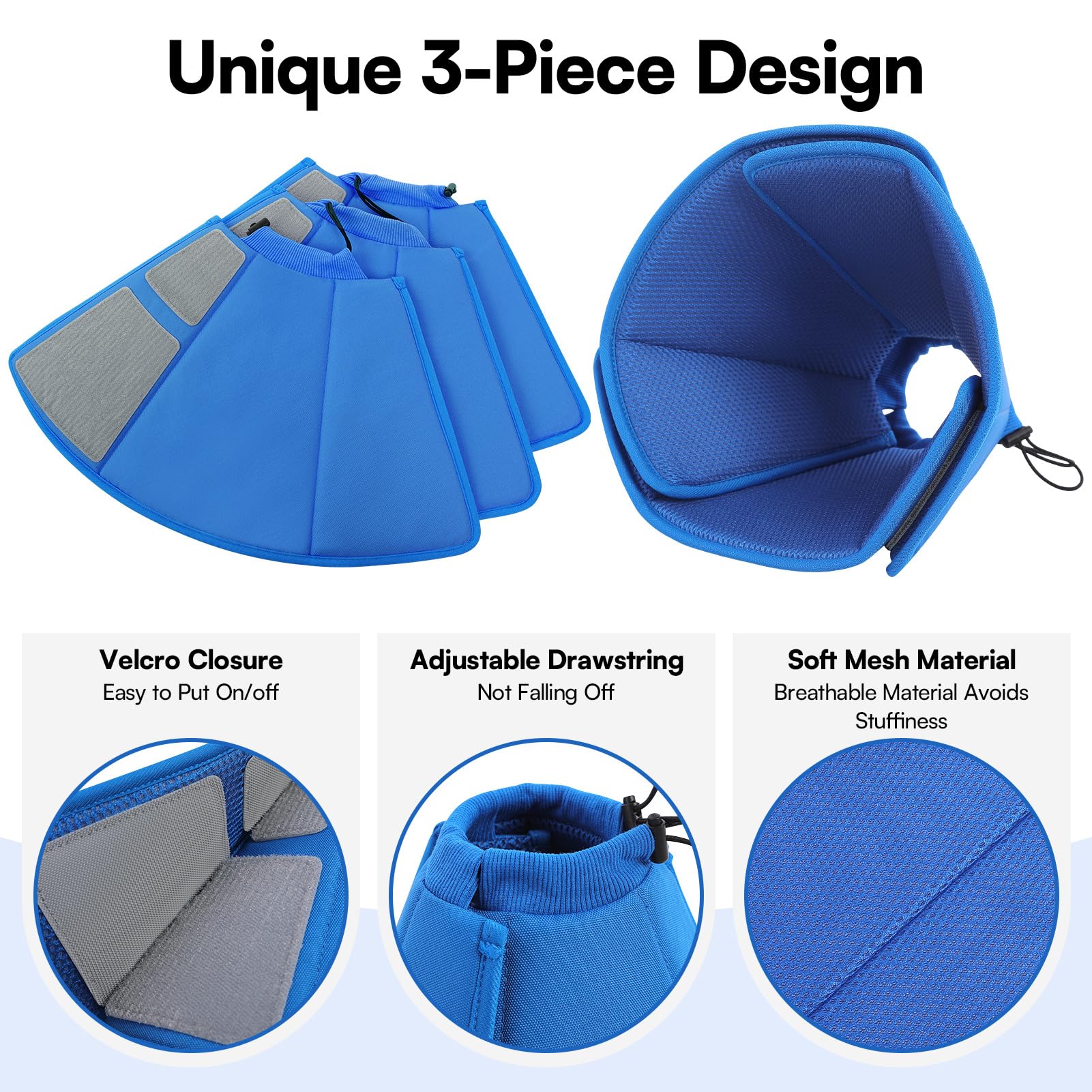 Queenmore 3-piece design cone in blue enables quick on/off.