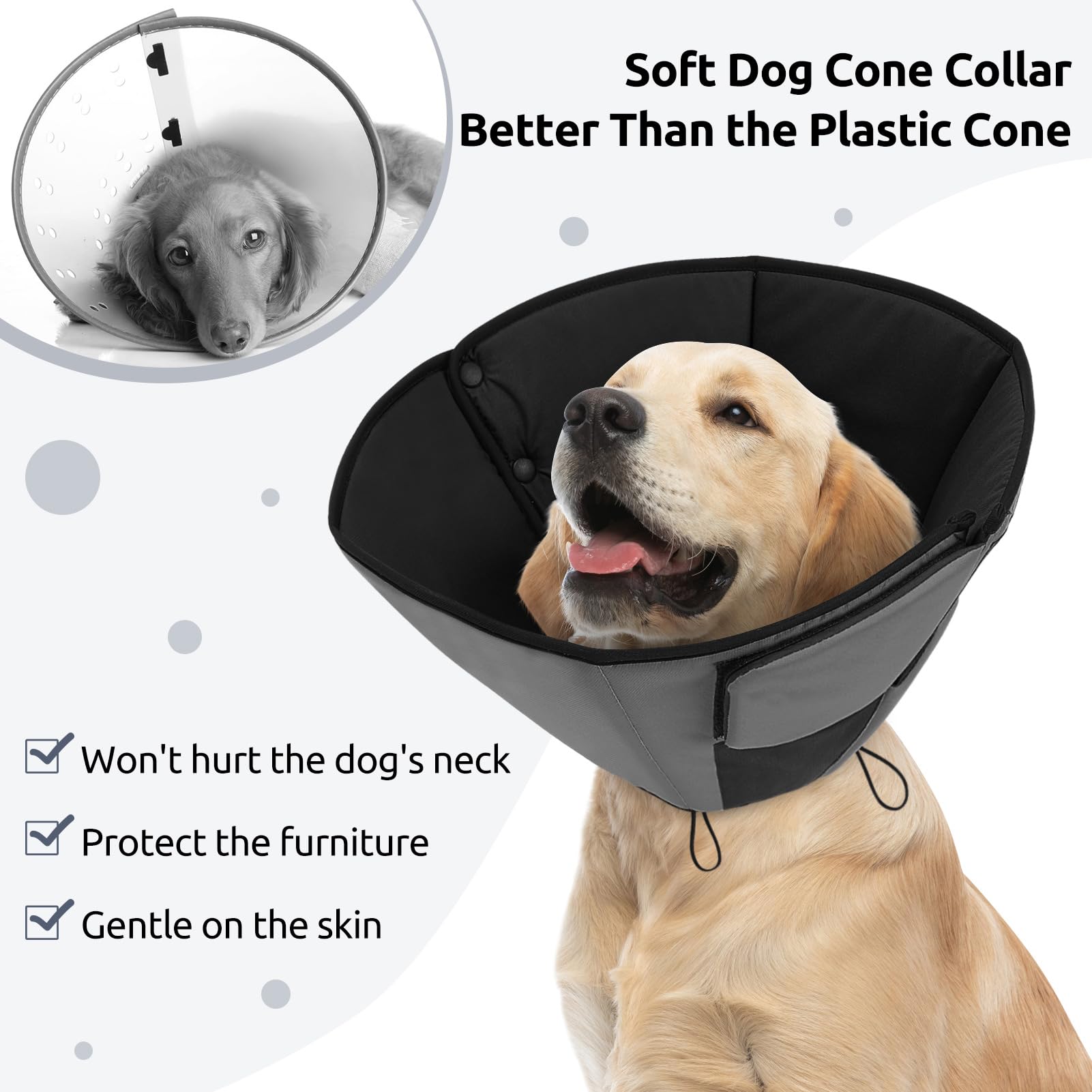 Queenmore cone XL offers a wide neck fit suitable for large breeds.