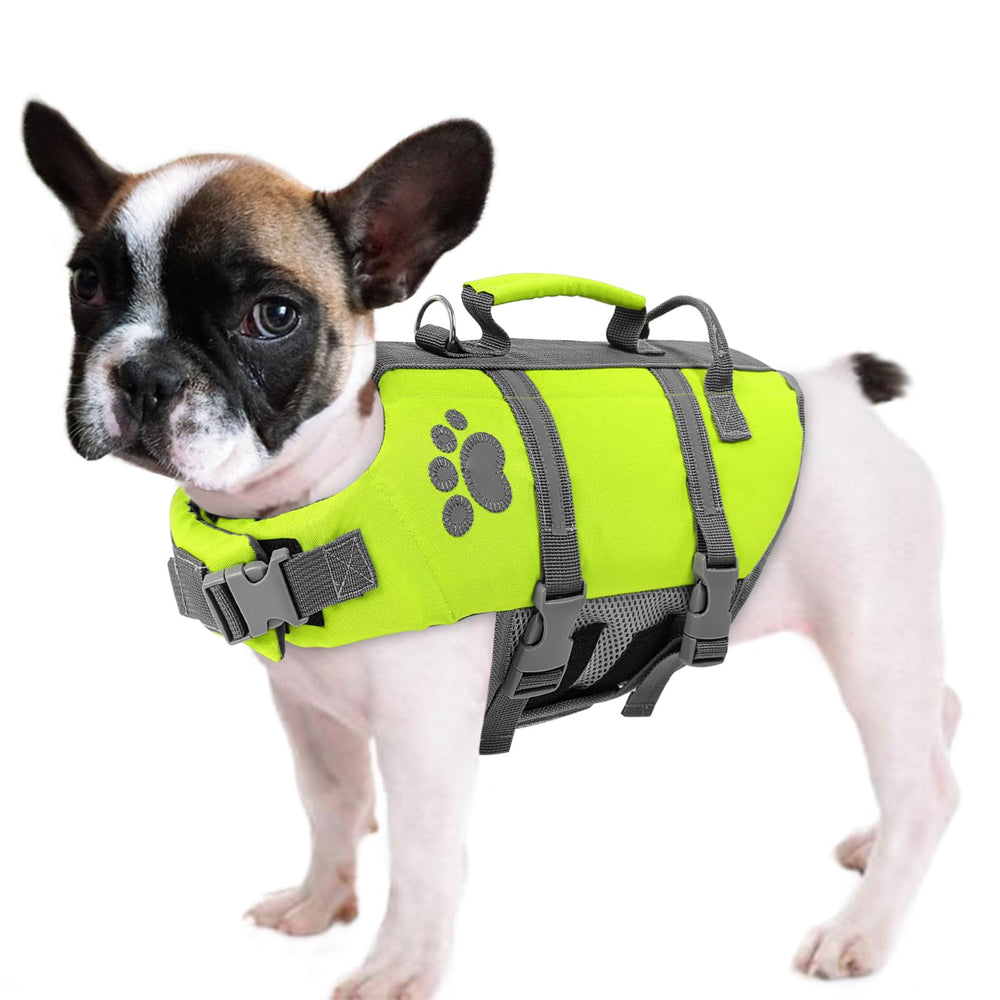 Queenmore XS dog life jacket front view, buoyant support for tiny dogs.