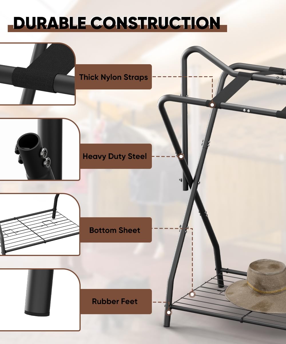 Queension saddle rack with included hardware for quick setup