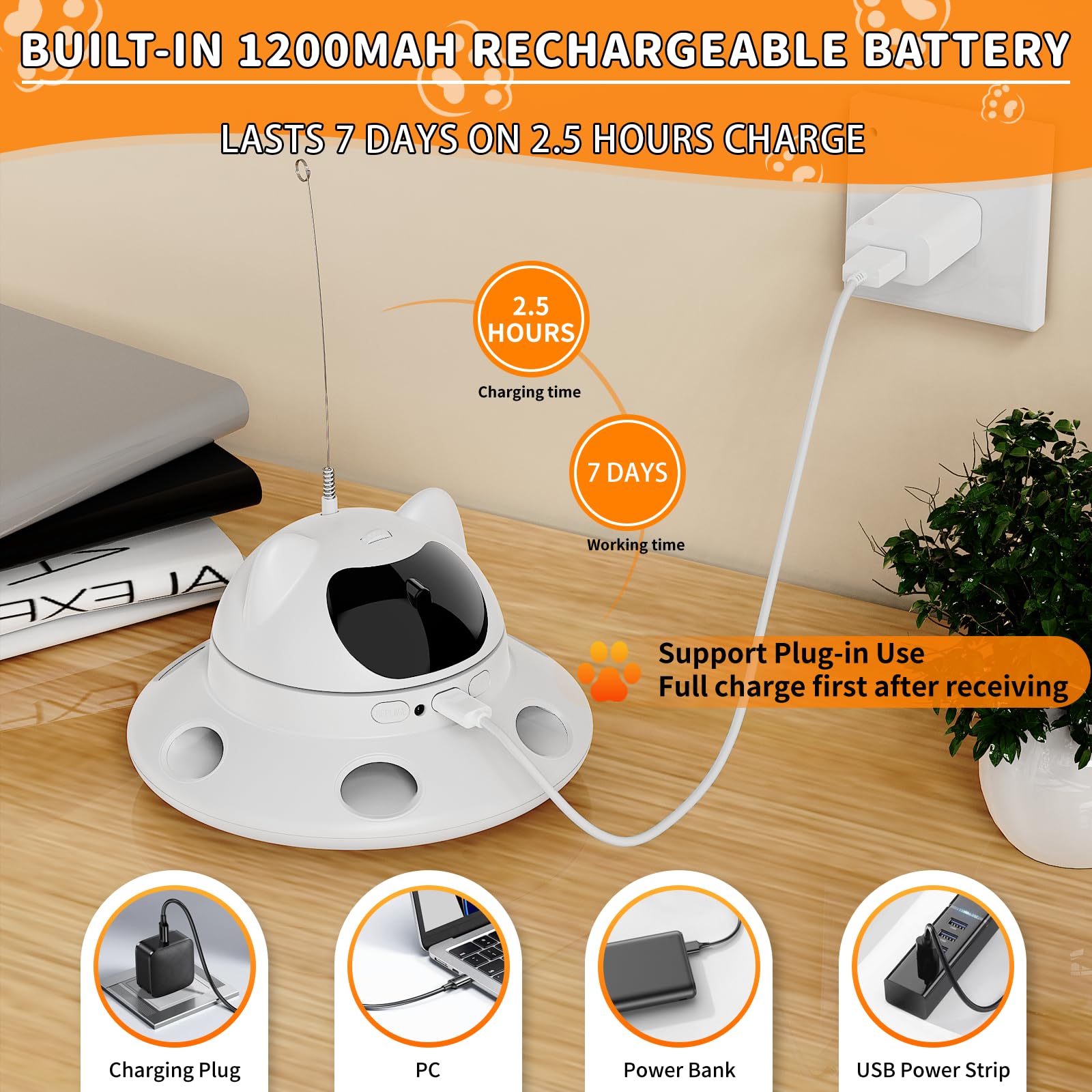 QUEOPFU cat laser toy auto mode conserves energy when idle.