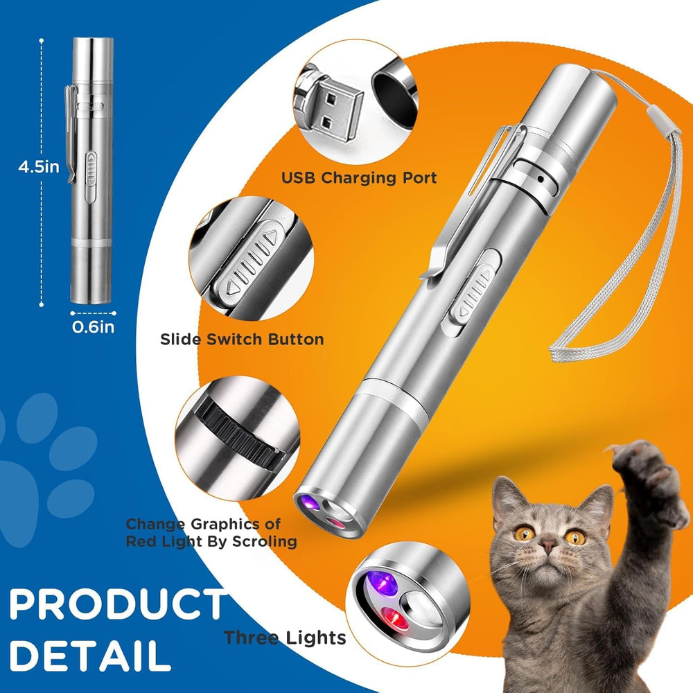 QUEOPFU cat laser toy USB-C charging for mess-free power.