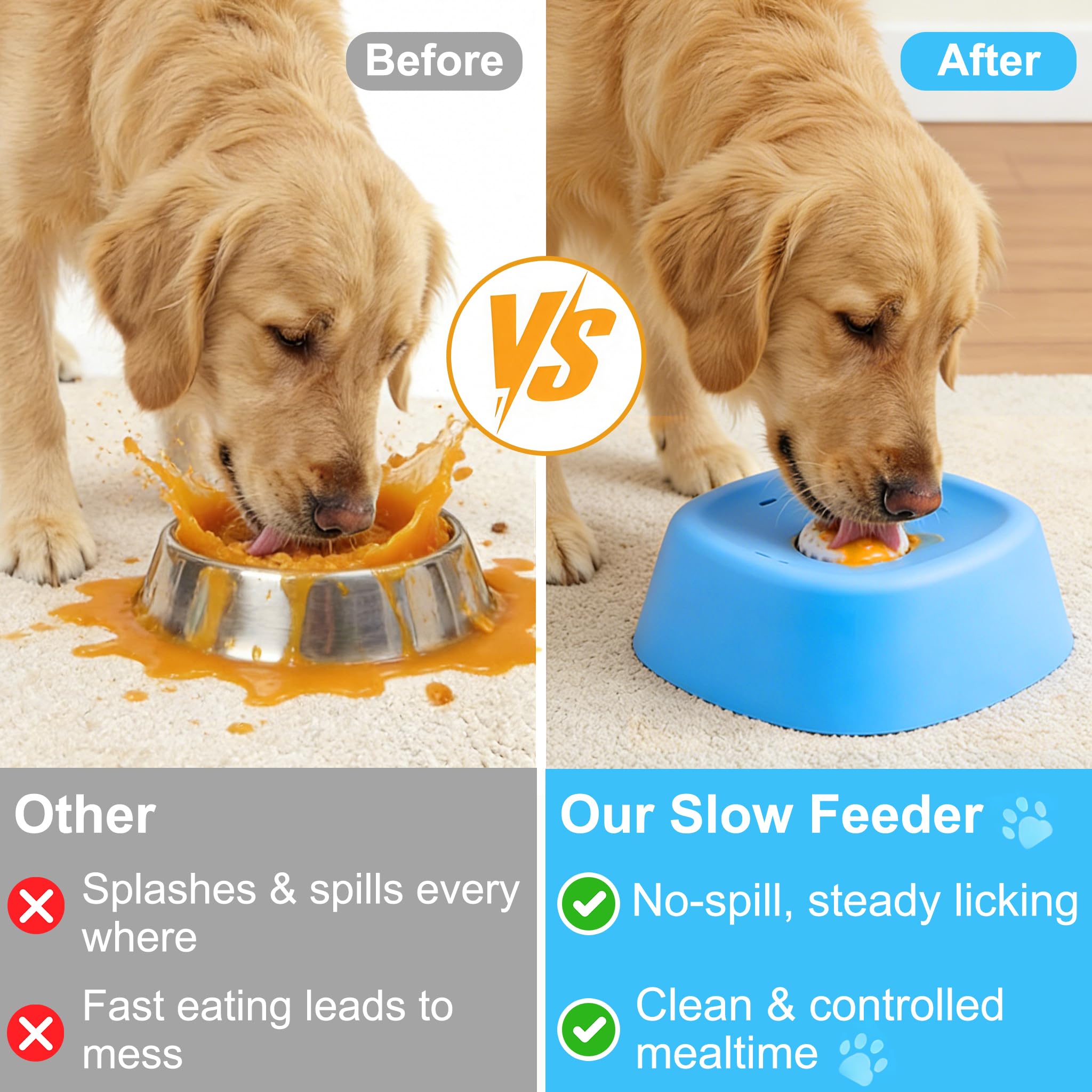 Quibbi bowl anti-slip base provides stability on carpets during meals