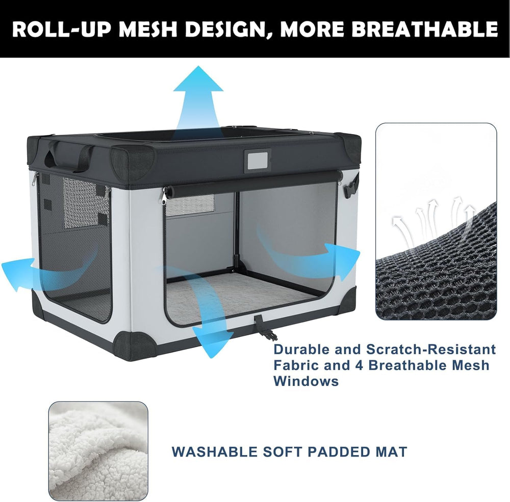 QUIBBLICK 3-door soft kennel offers secure, spacious resting space for large dogs.