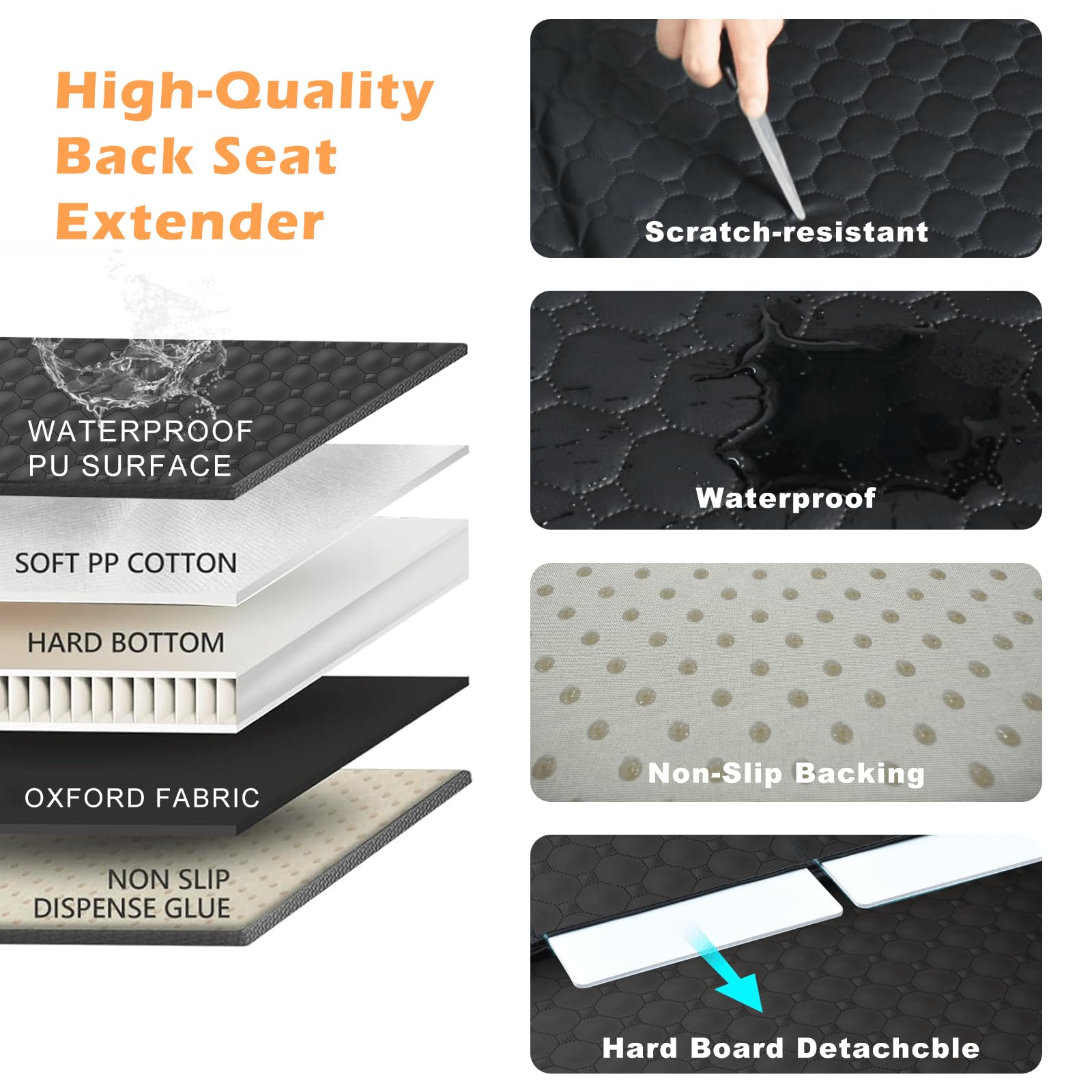 QUIBBLICK anti-slip bottom keeps the cover in place during sudden stops