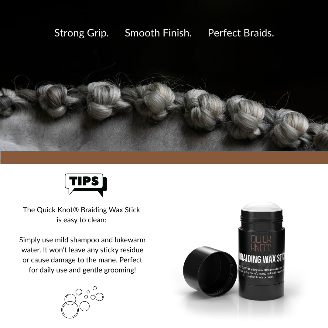 Quick Knot Braiding Wax Stick – show-ready mane with easy washout after use.
