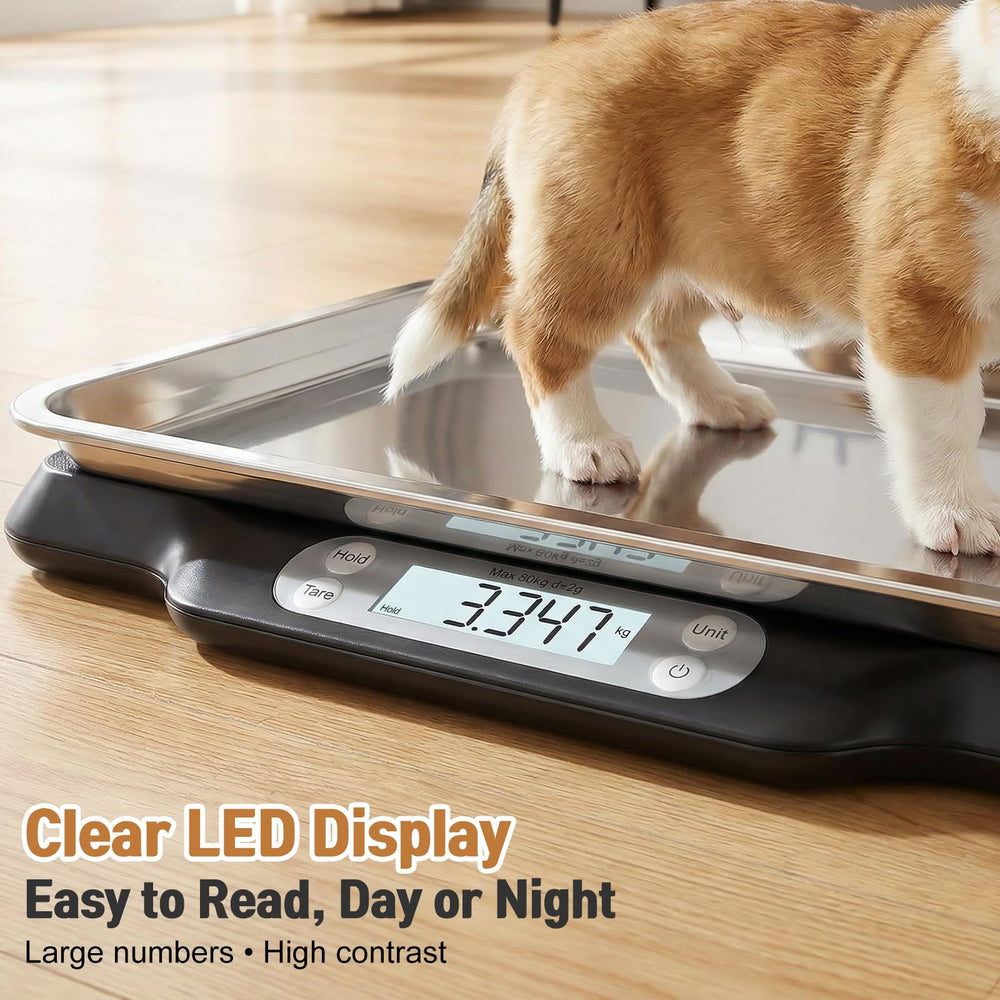 Qulable hold technology captures stable readings when pets move during weighing.