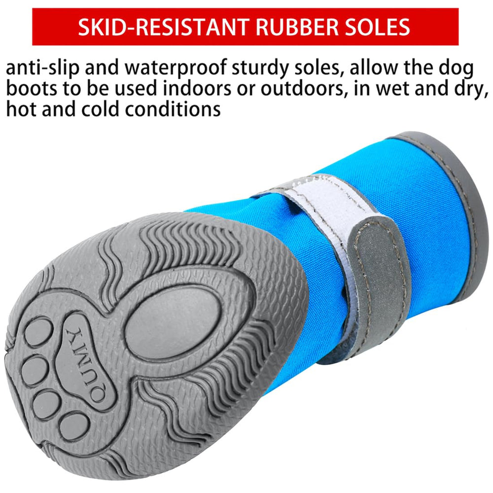 QUMY dog shoes with adjustable reflective straps for nighttime safety