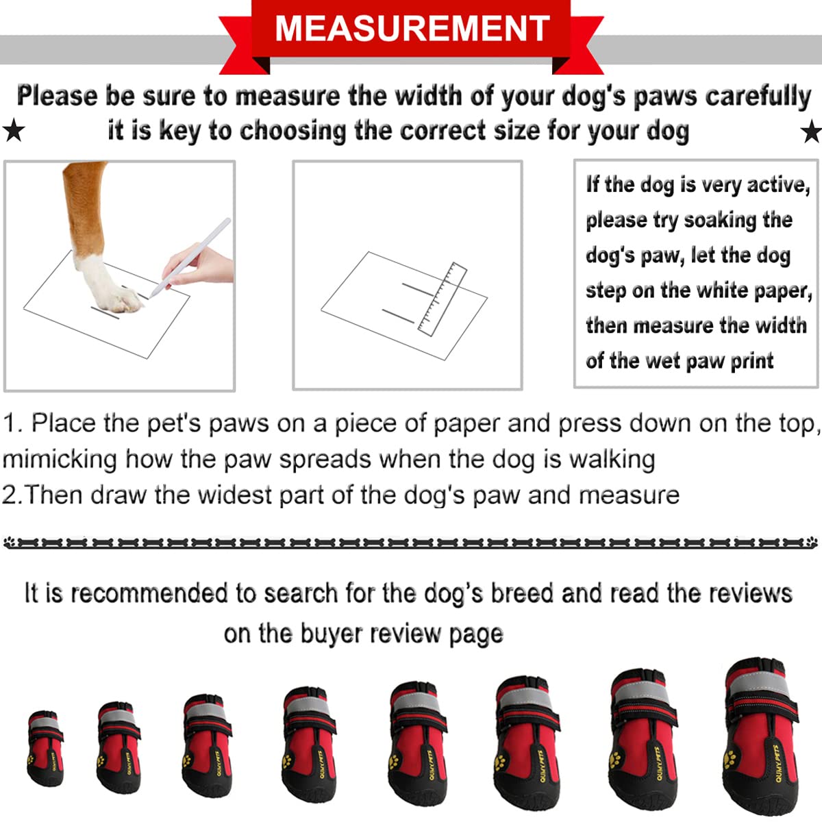 QUMY dog shoes showing adjustable straps for a snug fit.