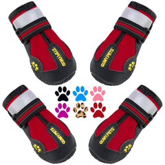QUMY dog shoes with secure adjustable straps for a snug outdoor fit.