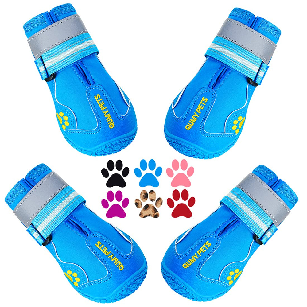 QUMY dog shoes with secure adjustable straps for a snug daily fit.