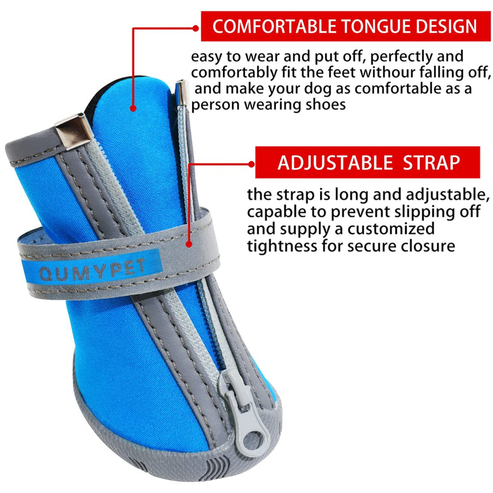 QUMY dog shoes with slip-proof soles for solid traction on slick surfaces