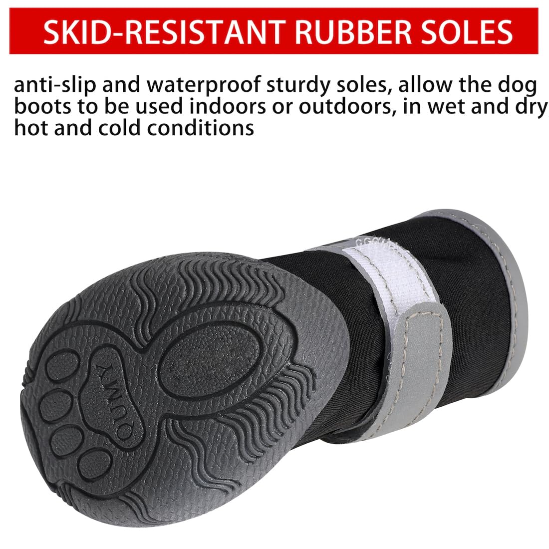 QUMY dog shoes small anti-slip rubber soles provide traction