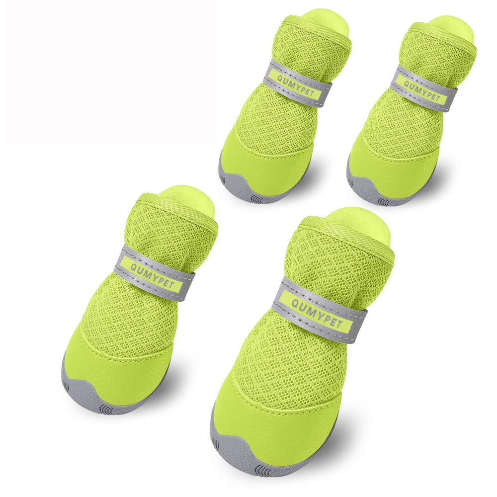 QUMY dog shoes small paw close-up showing breathable mesh protection.