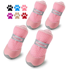 QUMY dog shoes with back strap for secure fit at night.