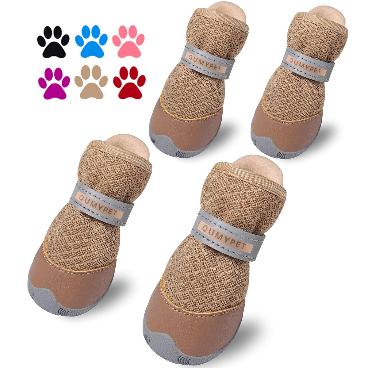 QUMY small dog shoes size 1, side view, easy slip-on fit.