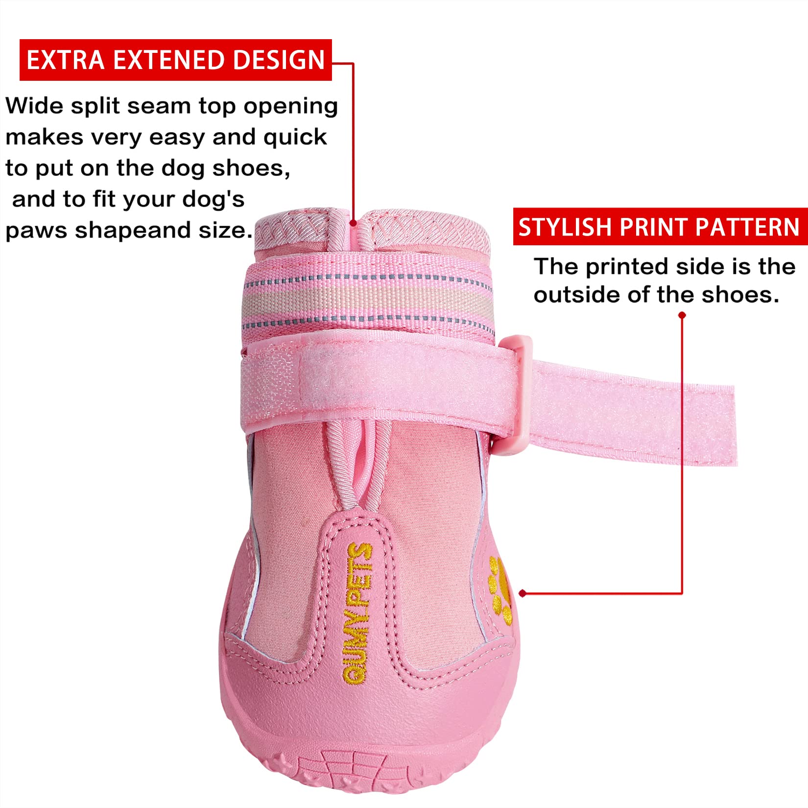 QUMY dog shoes beat the heat on hot pavement, keep paws cool.