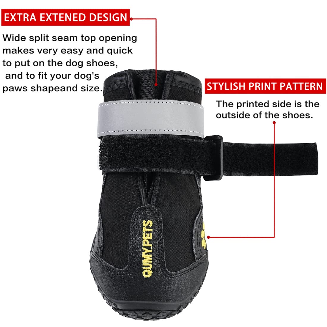 QUMY waterproof dog shoes protect paws in rain and slush