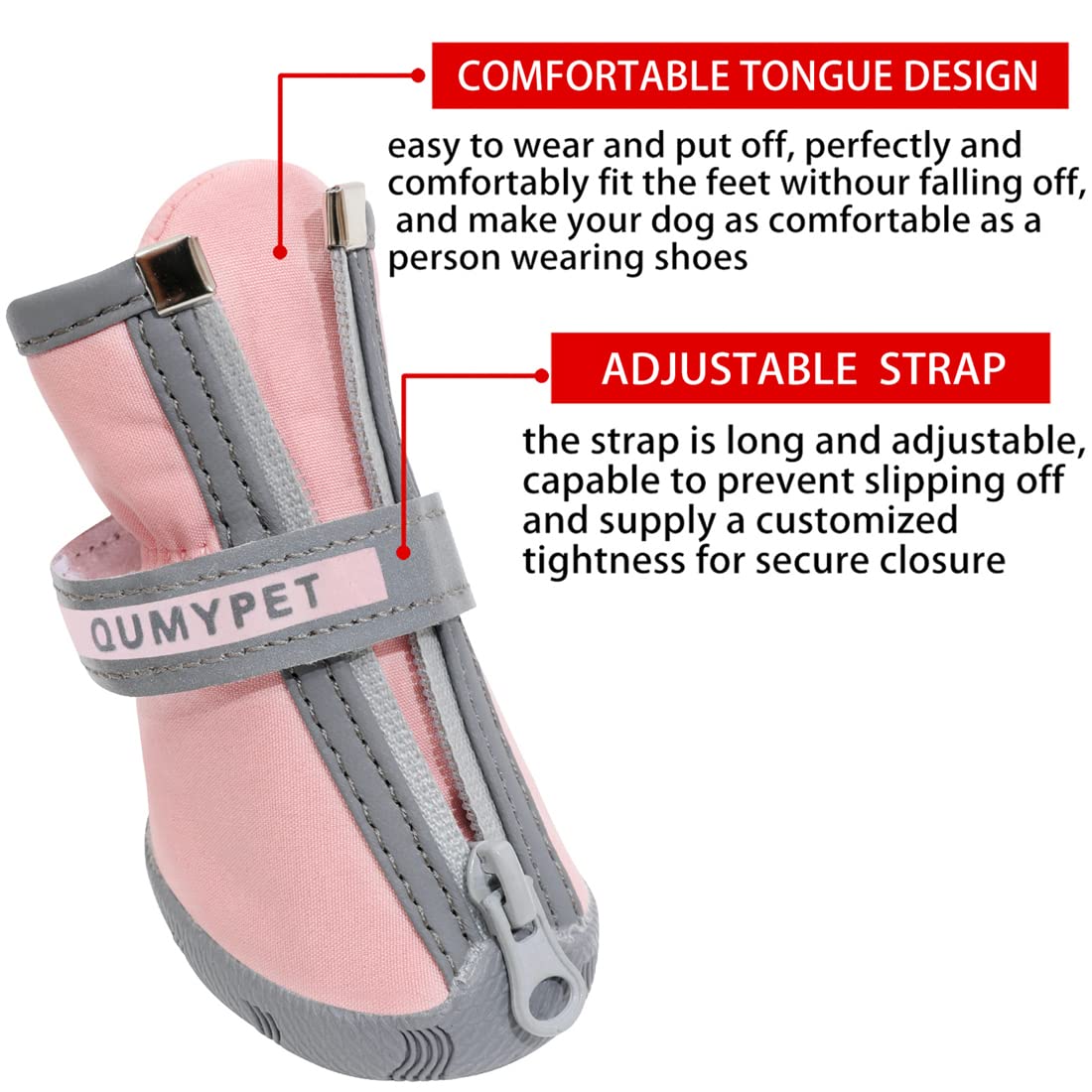 QUMY paw protectors with non-slip soles for safer indoor and outdoor walks.