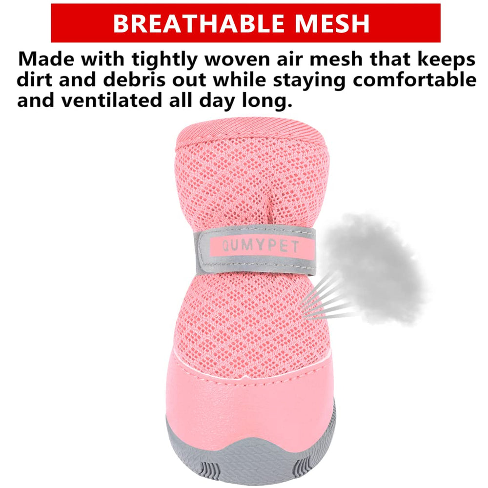 QUMY pink dog shoes small mesh breathable material for comfort