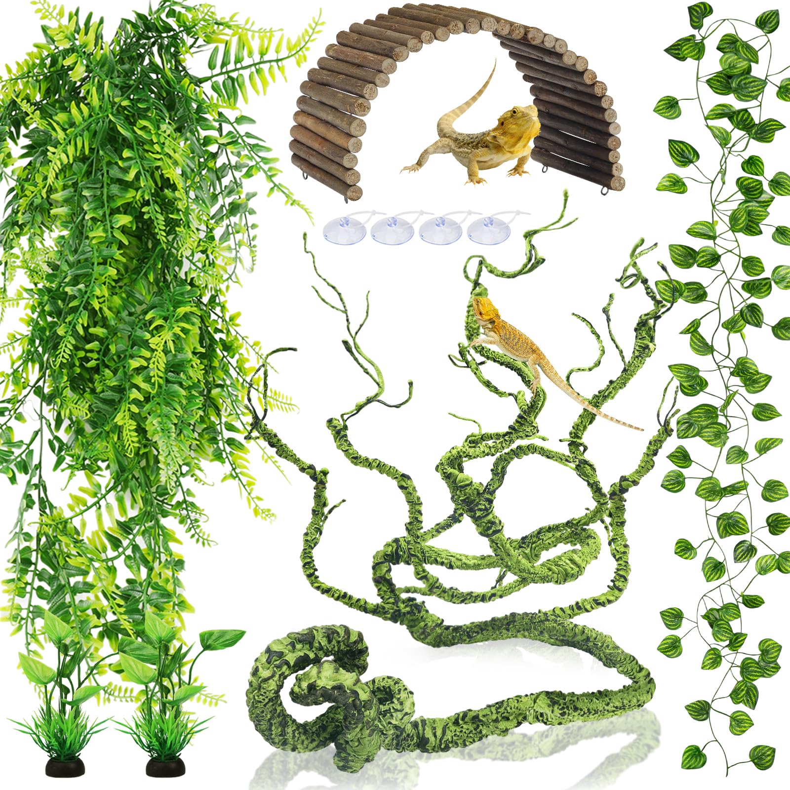 QUOZUO flexible bendable reptile plant enhances arboreal habitat and climbing space.