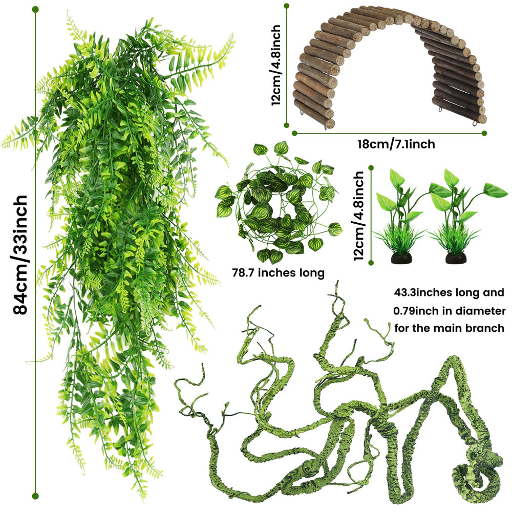 QUOZUO jungle vine with leaves adds natural cover and hiding spots.