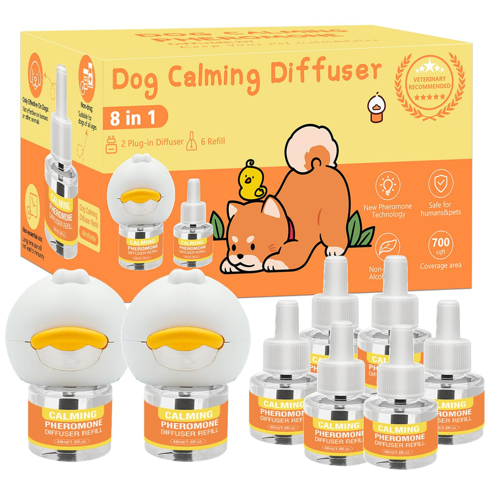 QUSUKO dog pheromone diffuser with two plugs in the living room, promoting calm.