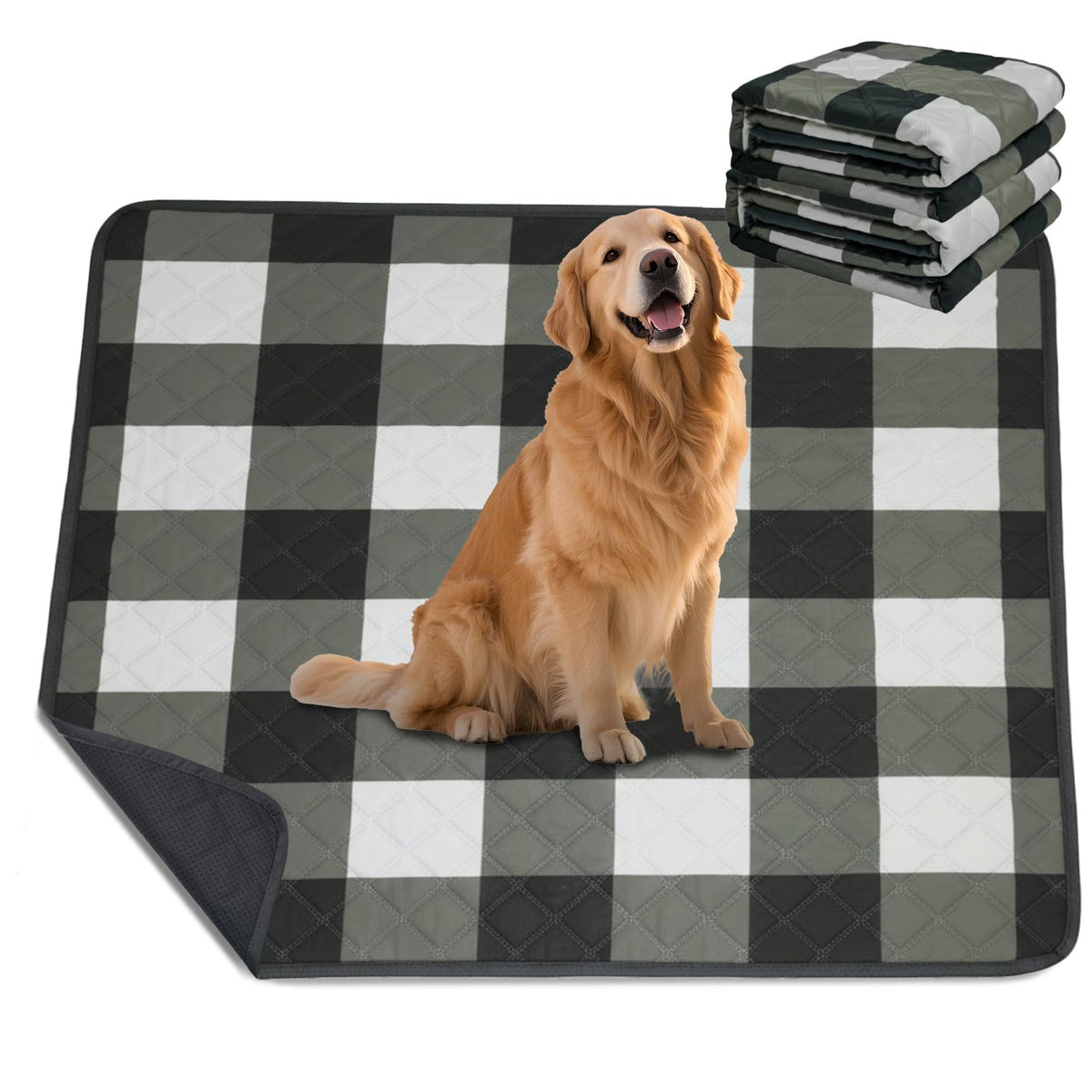 QUWOU washable dog pee pads provide 36x36 coverage for crates and play areas.