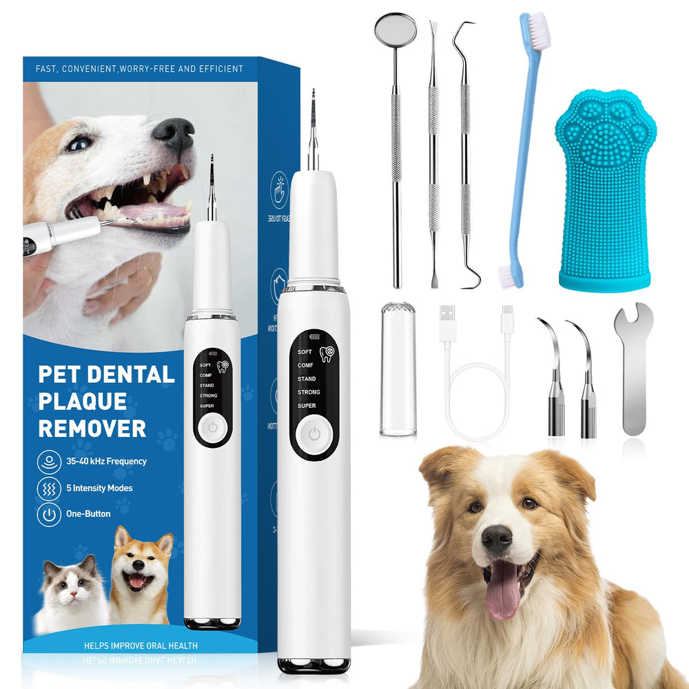 QVKHPCL dog teeth cleaning kit with LED light enhances visibility during at‑home cleaning
