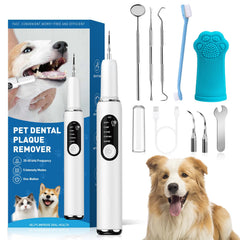QVKHPCL dog teeth cleaning kit with LED light enhances visibility during at‑home cleaning