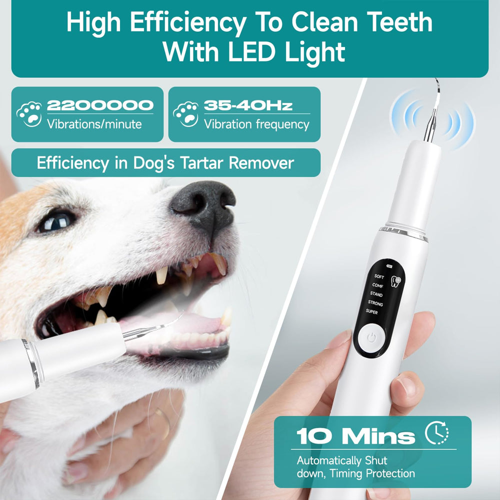 QVKHPCL five‑mode dog dental cleaner offers gentle to intensive options