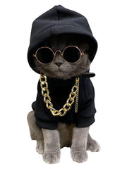 QWINEE dog hoodie with necklace and sunglasses for cute outdoor looks.