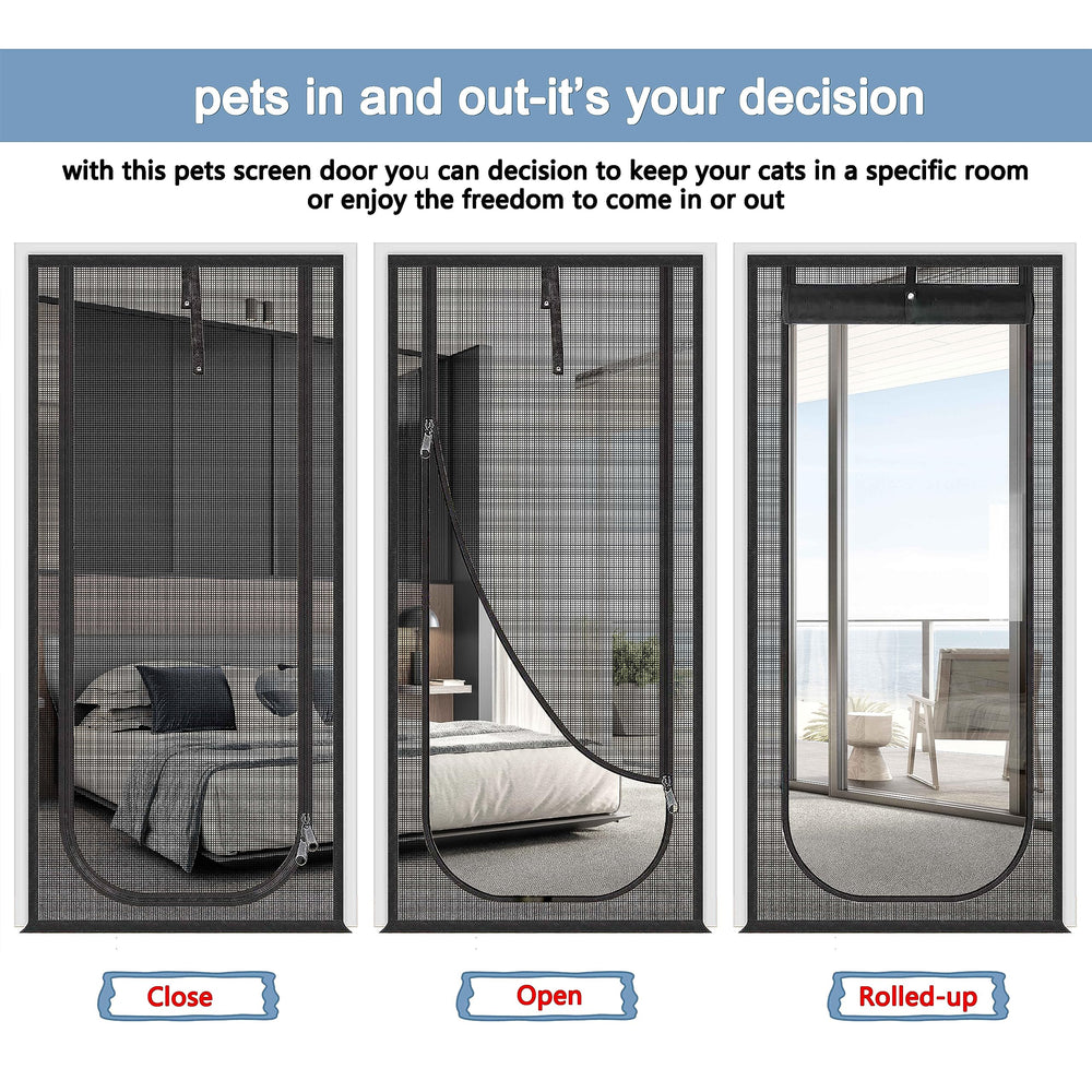 QWR reinforced cat screen door installed on a living room doorway.
