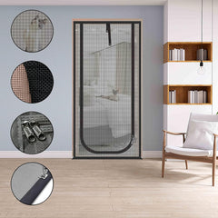 QWR reinforced cat screen door zipper closure in action for easy access by pets.