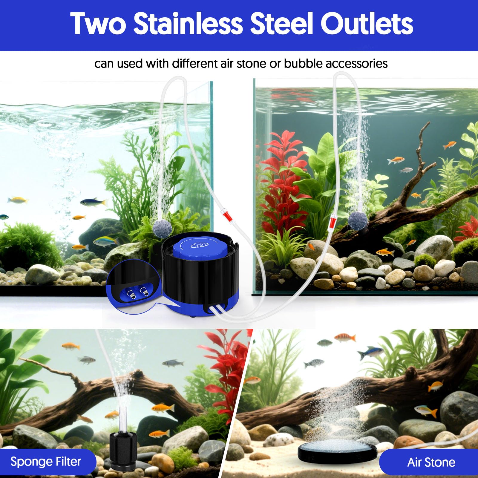 QZQ Air Pump features double-layer shell for reduced noise.