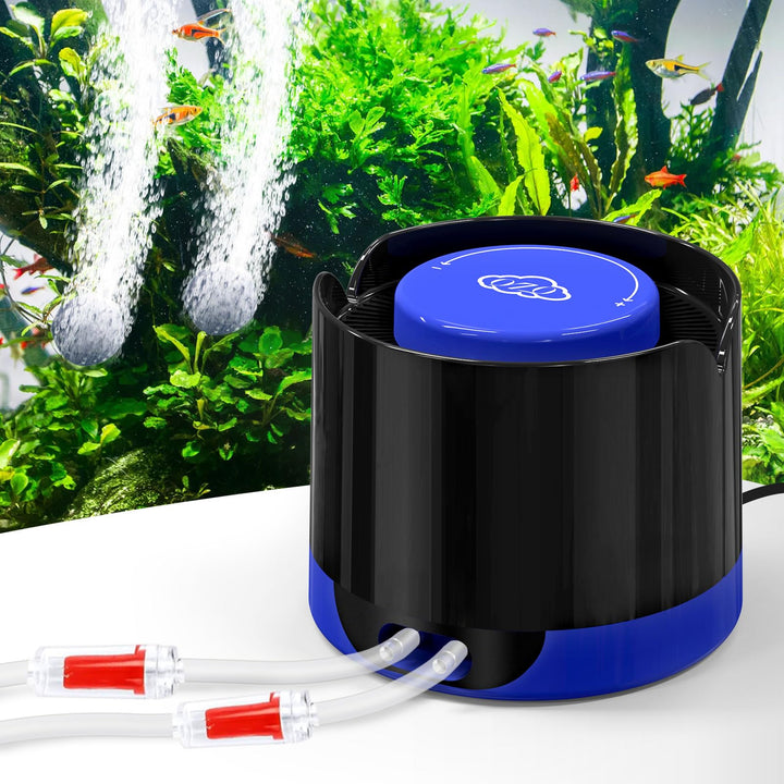 QZQ aquarium air pump dual outlets for efficient tank aeration.