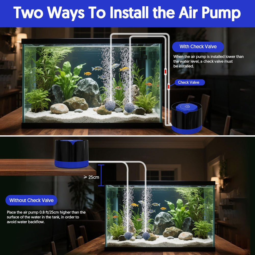 QZQ Aquarium Air Pump includes all essential setup accessories.