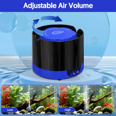 QZQ Aquarium Air Pump durable stainless-steel outlets ensure reliable airflow.