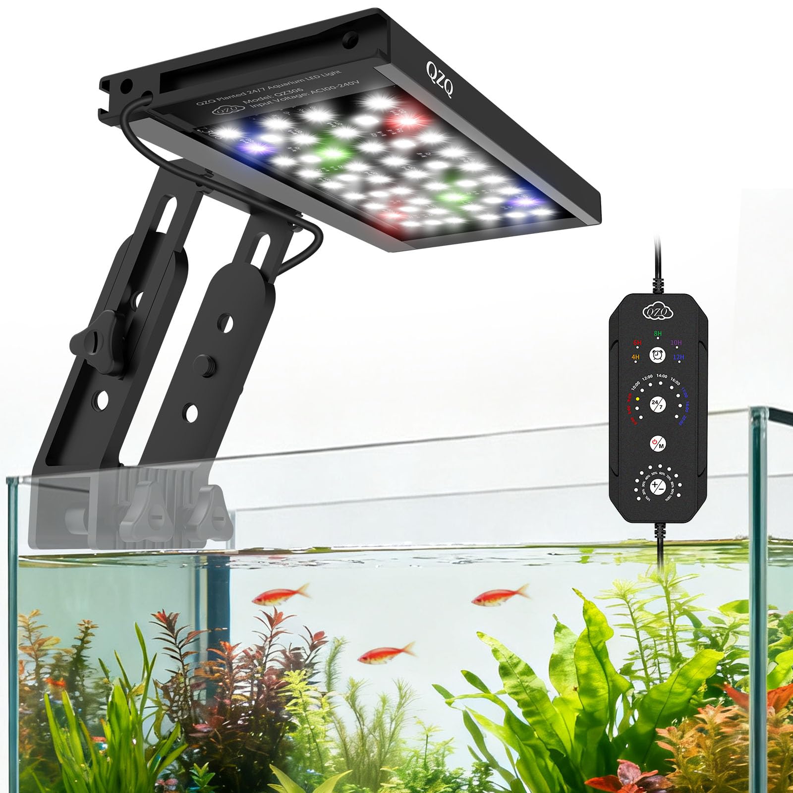 QZQ Fish Tank Light 24/7 cycle mode simulates day-night rhythm