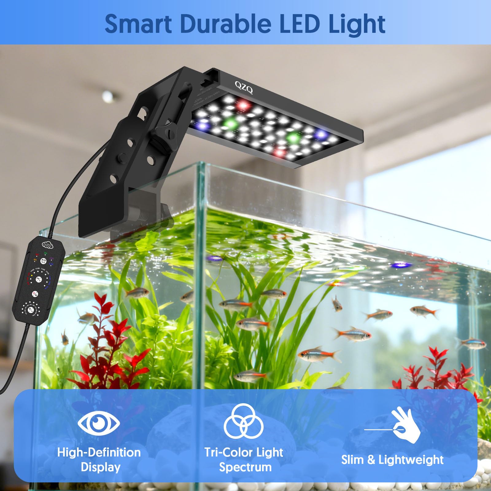 QZQ Fish Tank Light dustproof and splash-resistant build for durable use