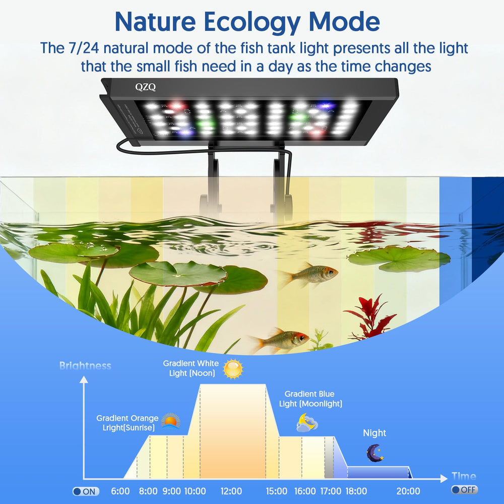 QZQ Fish Tank Light eight color options with full spectrum for plant growth