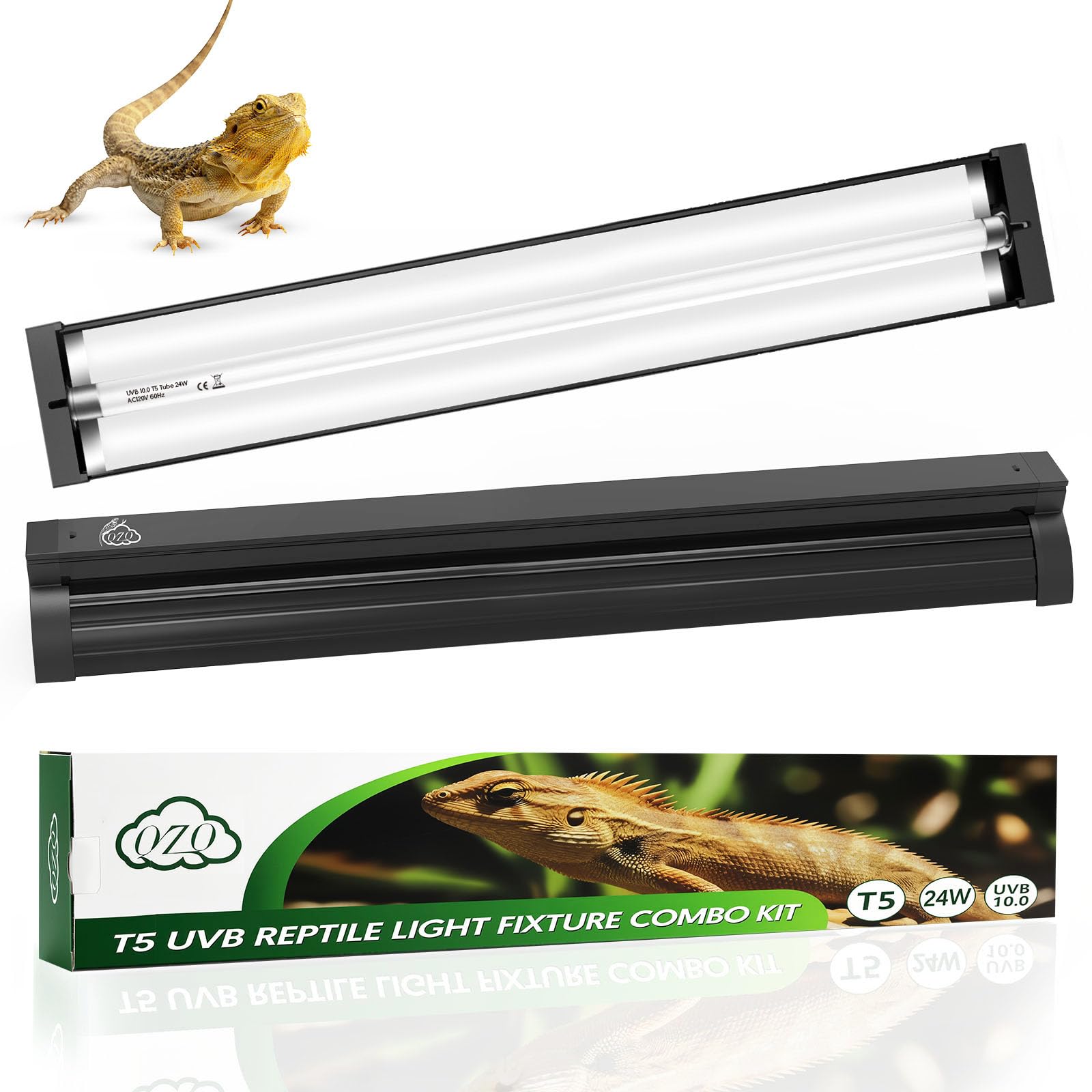 QZQ T5 UVB light fixture setup demonstrates easy installation and full terrarium coverage.