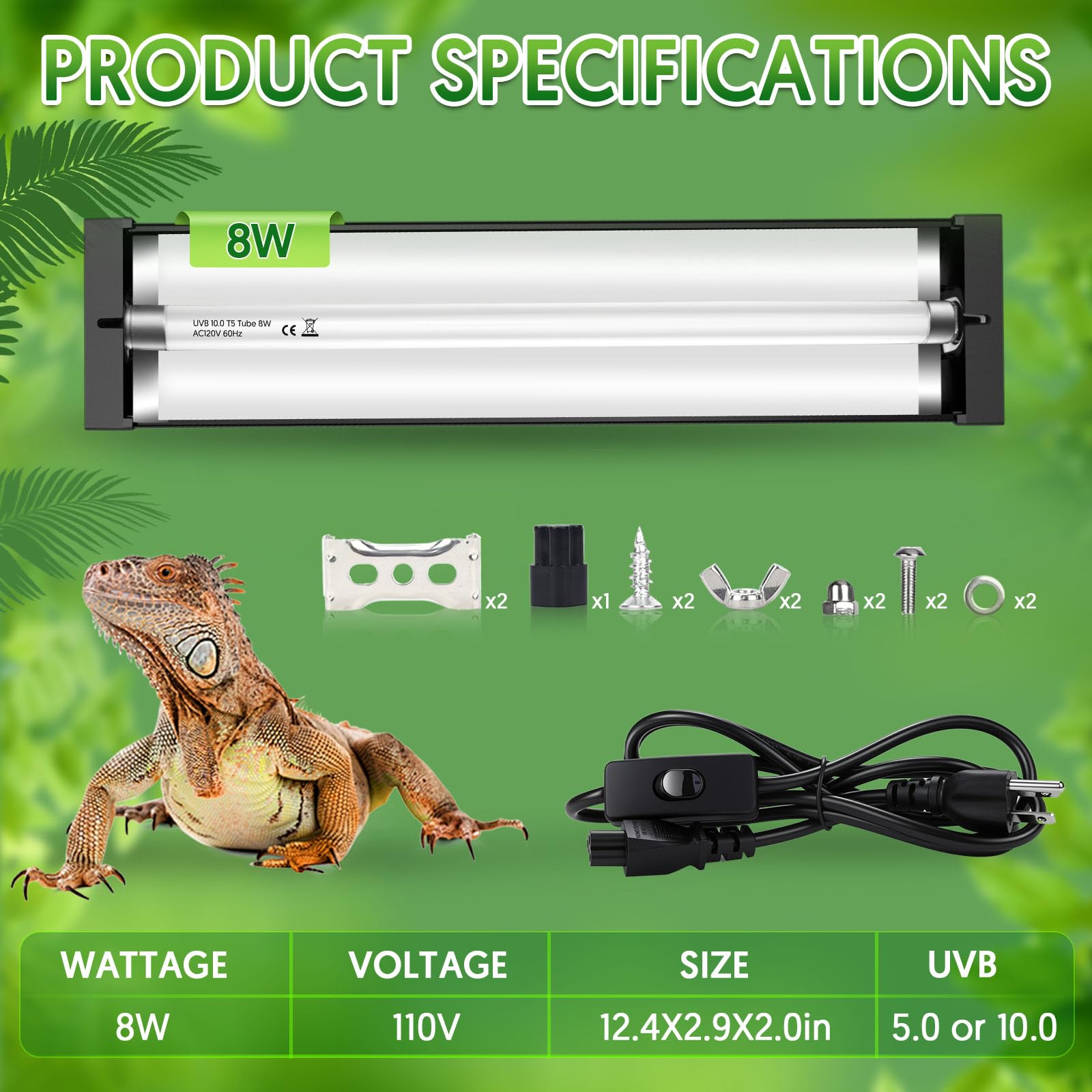 QZQ T5 UVB fixture switch-mode feature enables quick habitat adjustments.