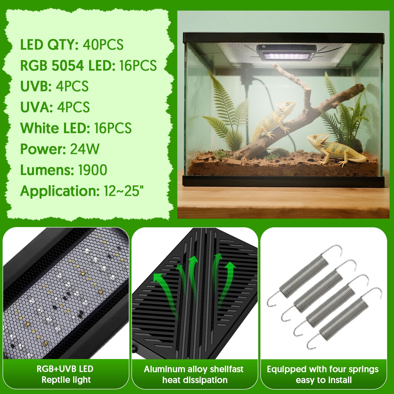 QZQ UVB reptile lamp aluminum shell improves heat dissipation and longevity