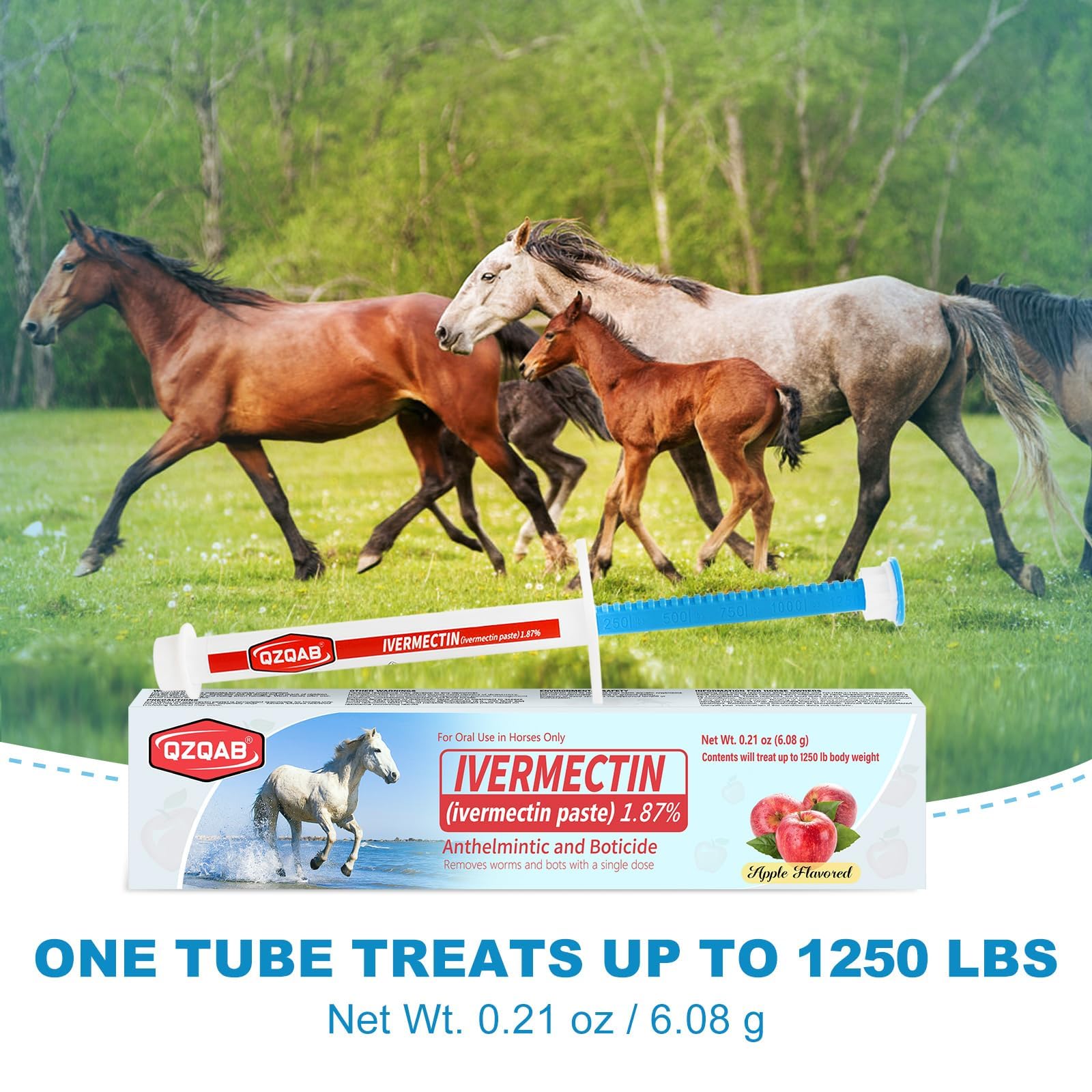 QZQAB ivermectin paste packaging with clear formulation details for informed use