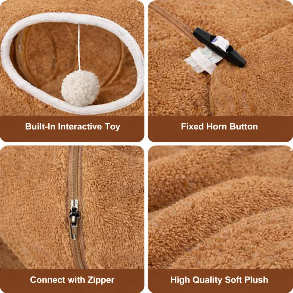 R1M Cat Tunnel Bed hanging swat ball engages climbing and batting