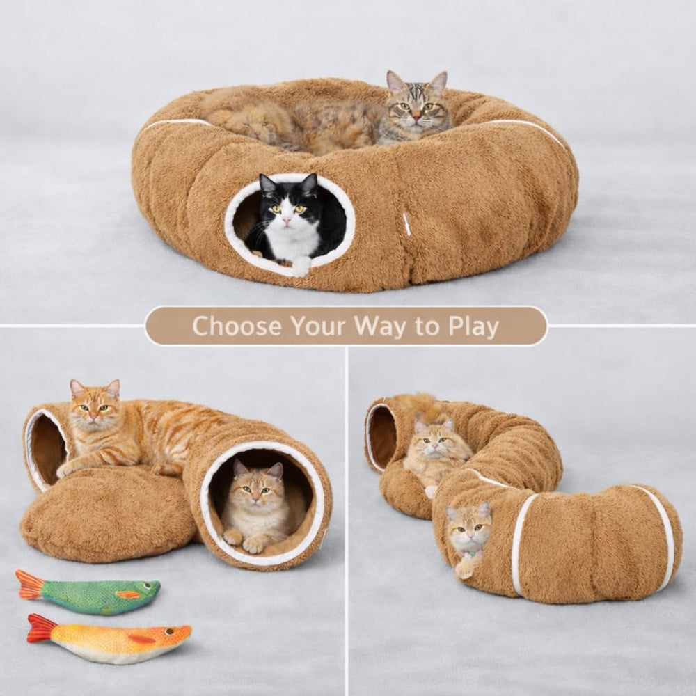R1M Cat Tunnel Bed plush materials provide soft, durable comfort